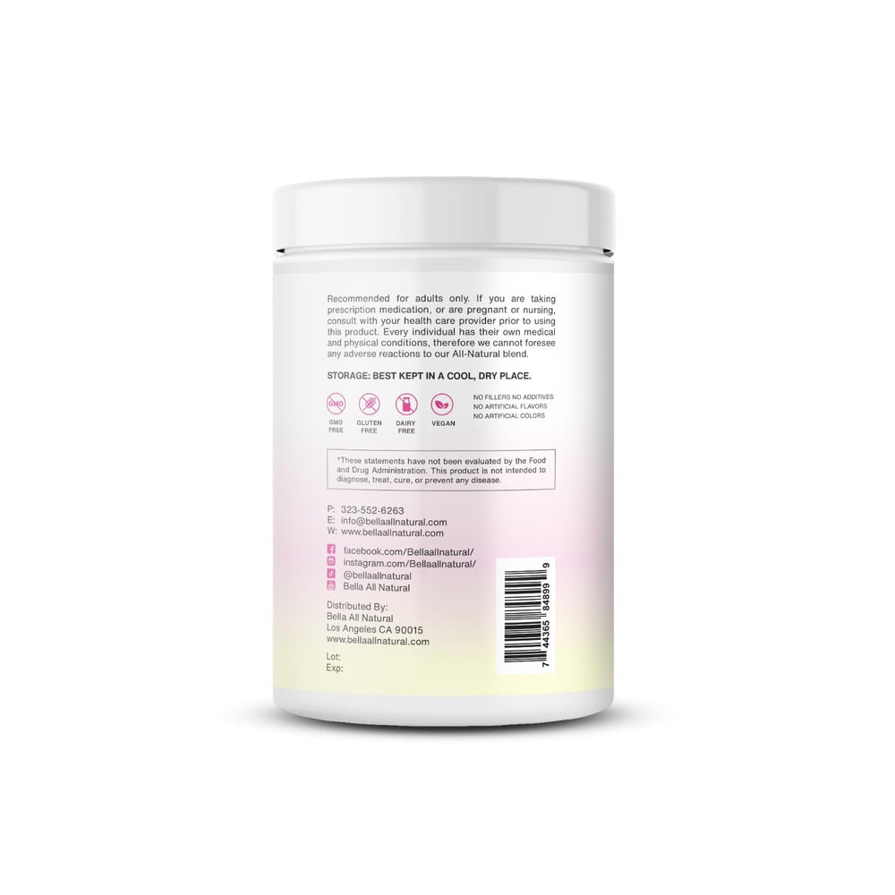 Bella All Natural powder texture close-up demonstrating smooth instant blend and mixability