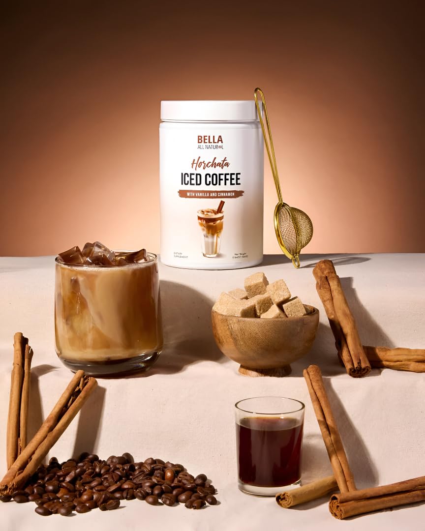Bella All Natural iced glass in lifestyle setting showing refreshing low-bitterness benefit