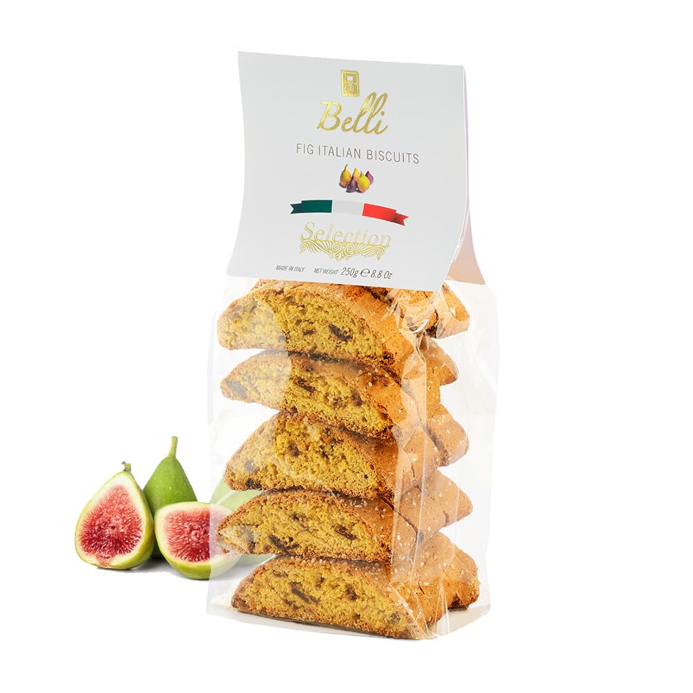 Belli front packaging showing fig biscotti and Italian branding for gifting benefit