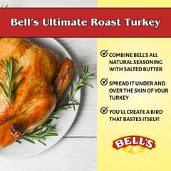 BELL'S seasoning coating roasted chicken for flavorful, crisp skin