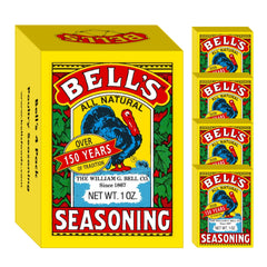 BELL'S front box pack of four visible on shelf displaying classic salt-free blend