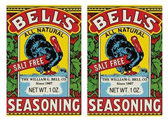 BELL'S front box of 1 oz poultry seasoning showing label, salt-free benefit