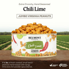 Belmont Peanuts open tub top view with crunchy kernels ready to snack