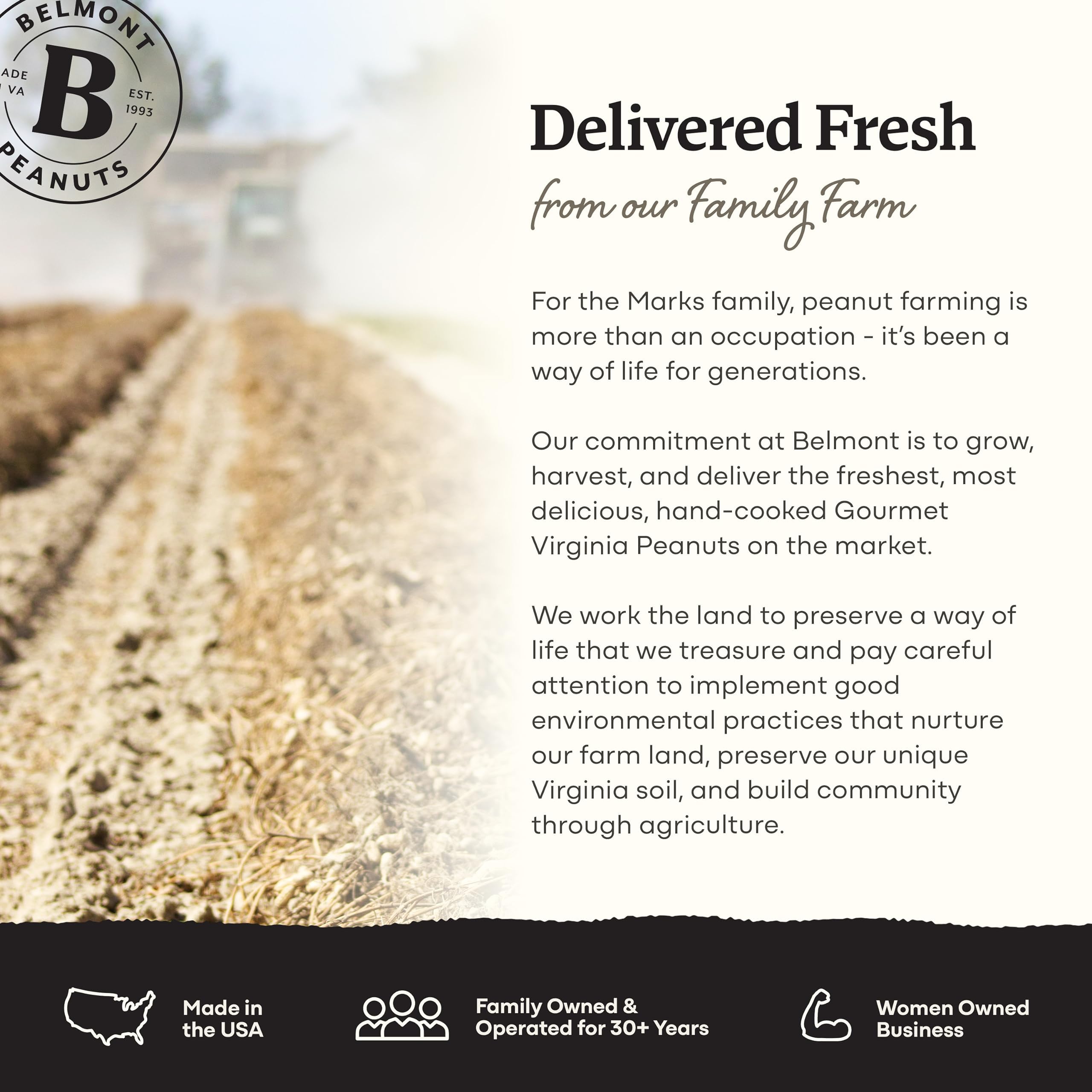 Belmont Peanuts nutrition and ingredient label view showing simple ingredients and transparency