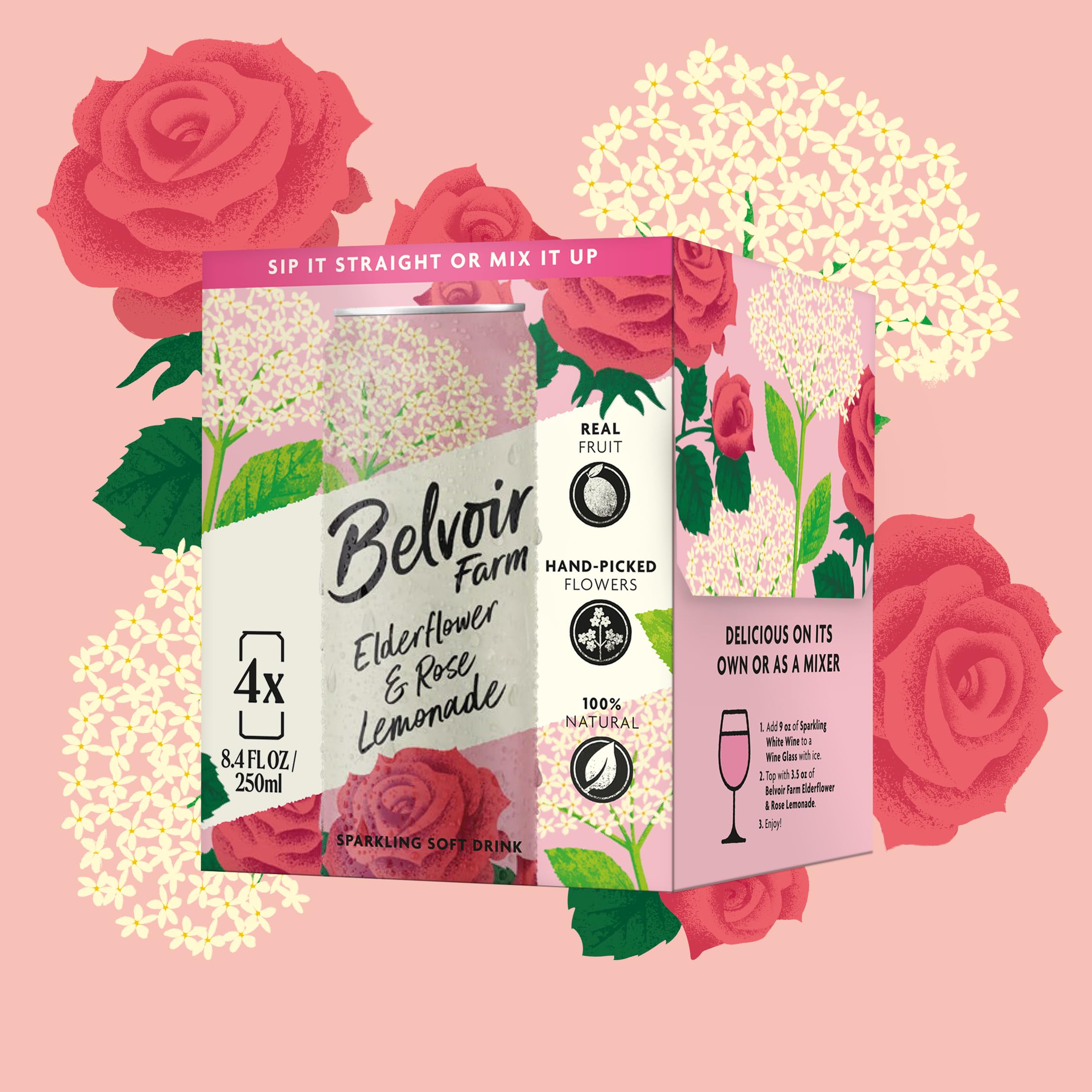 BELVOIR FRUIT FARMS side label detail with product name and origin, emphasizes natural ingredients