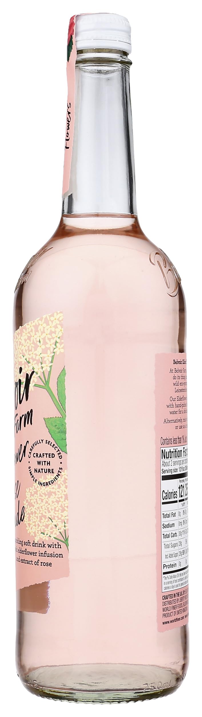 BELVOIR FRUIT FARMS bottle next to common items to show 750 ml size and portioning