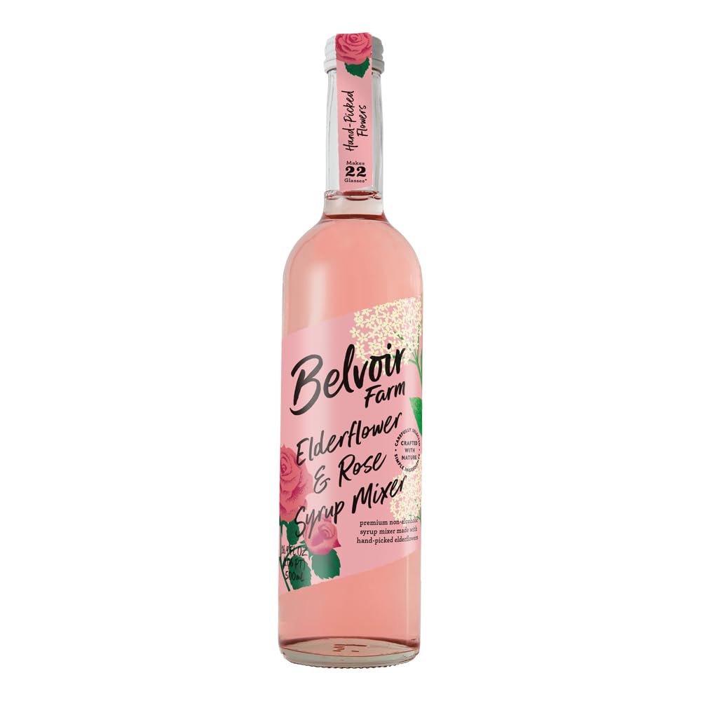 BELVOIR FRUIT FARMS front packaging showing 500ml floral cordial and branding benefit