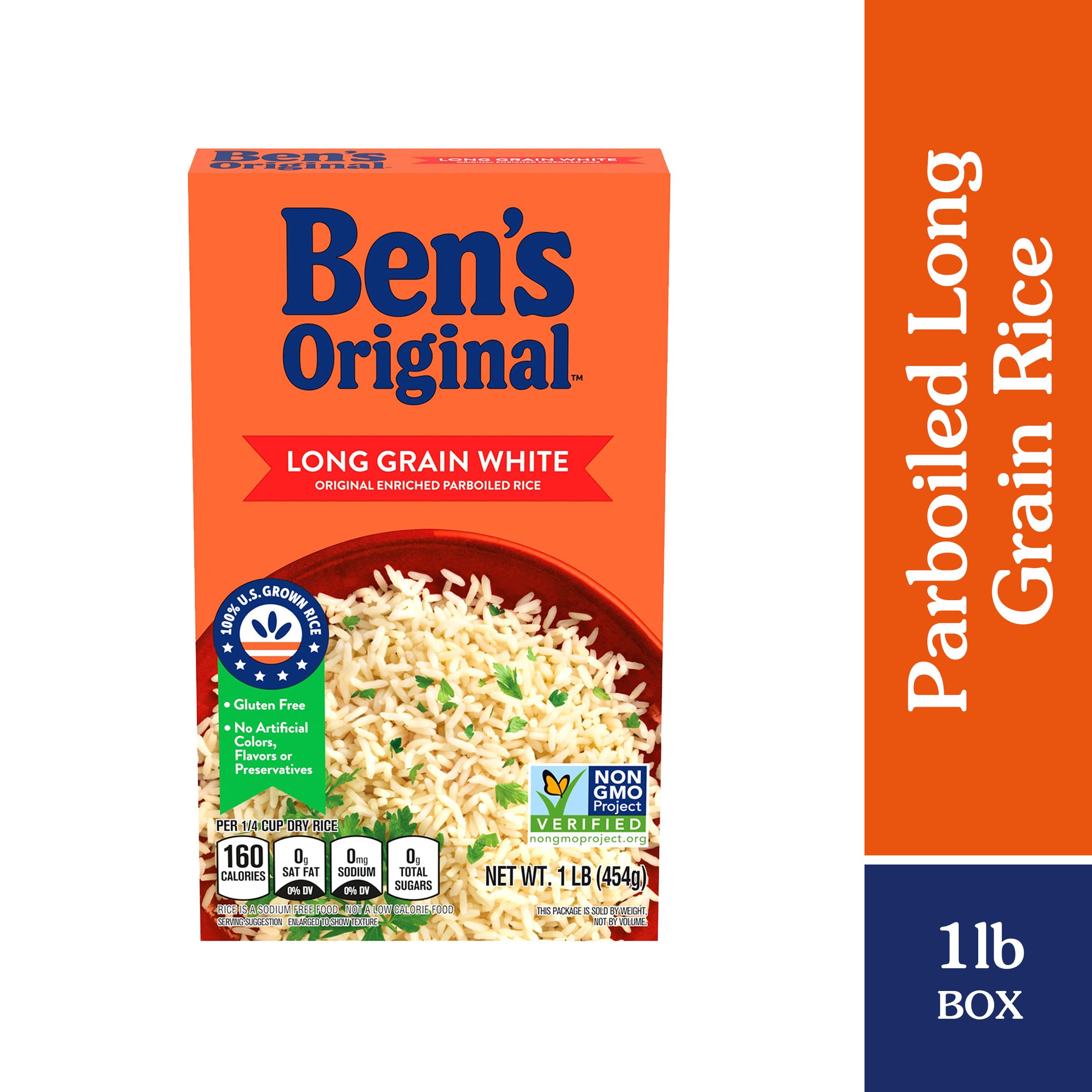 Ben's Original close-up of parboiled rice grains highlighting firm texture benefit