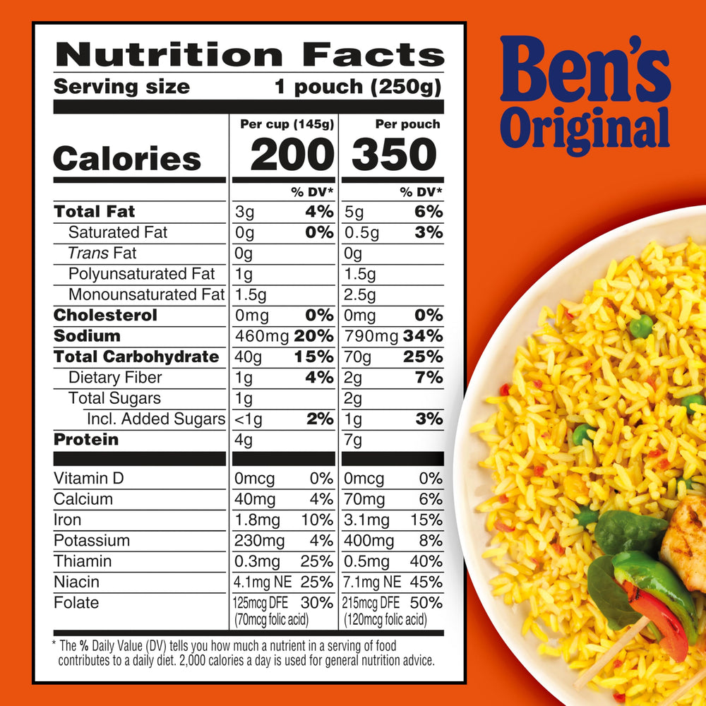 Ben's Original pack next to common items to show size and portion convenience
