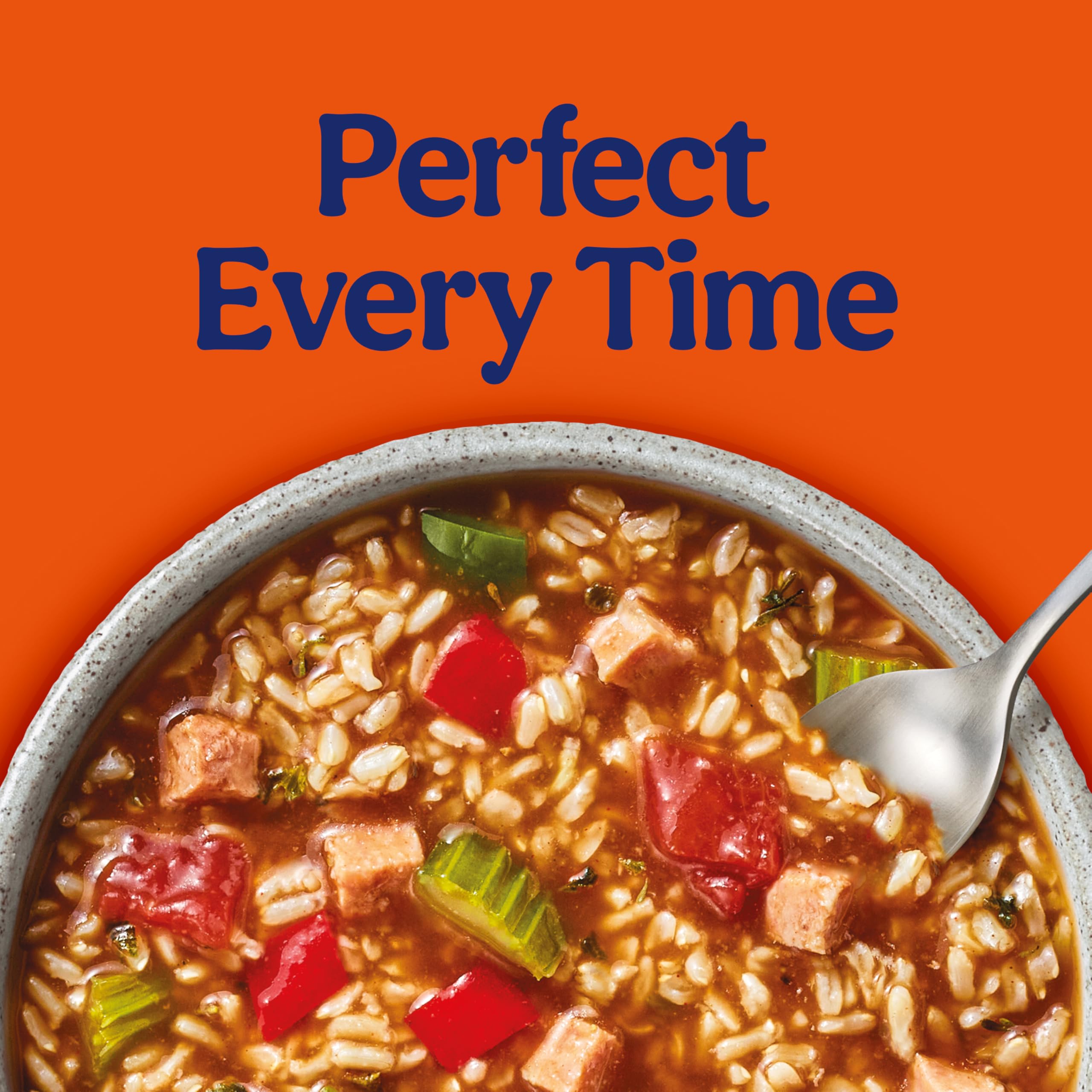 Ben's Original bowl top view with visible sausage and vegetables for appetizing appeal
