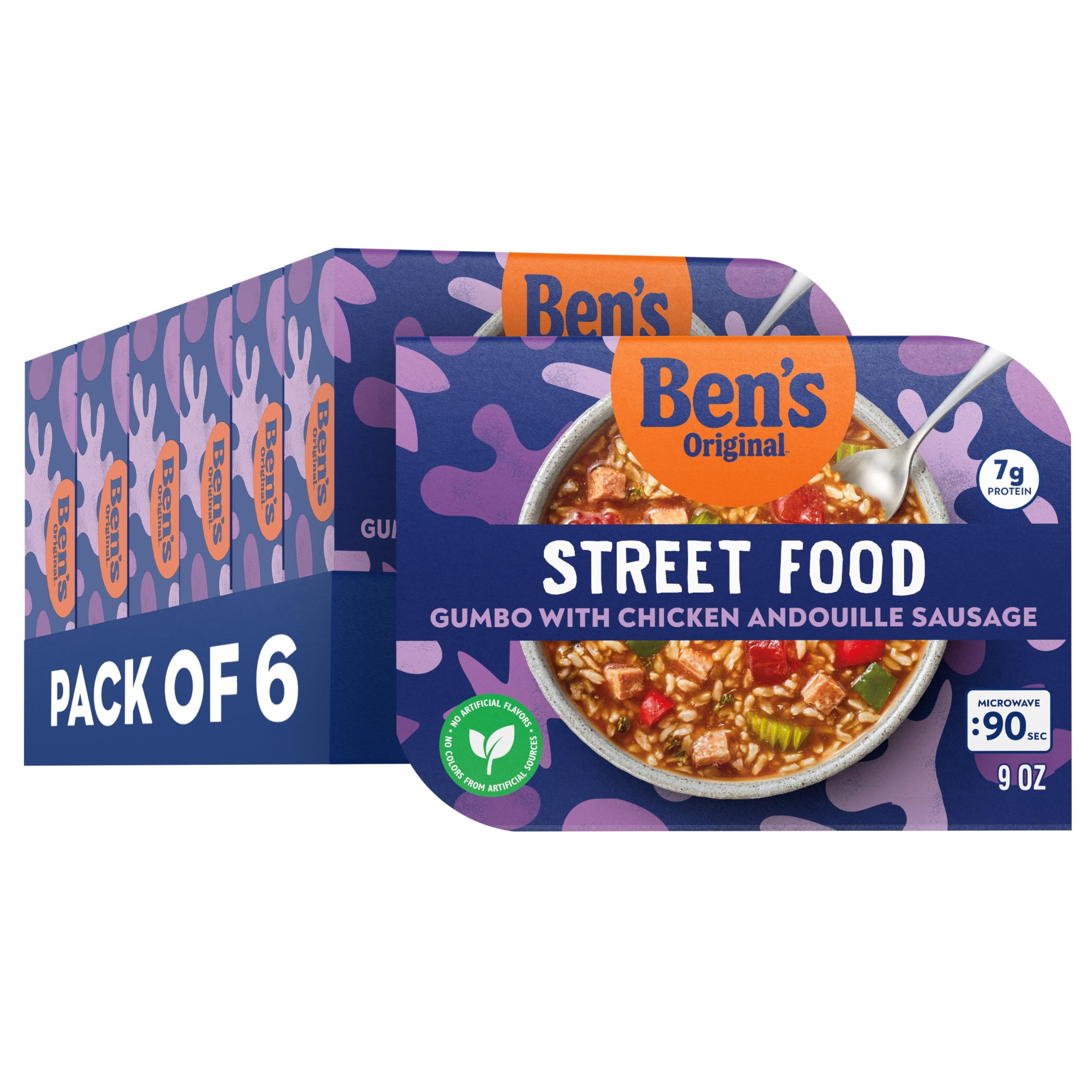 Ben's Original front packaging showing gumbo bowl and branding for quick selection