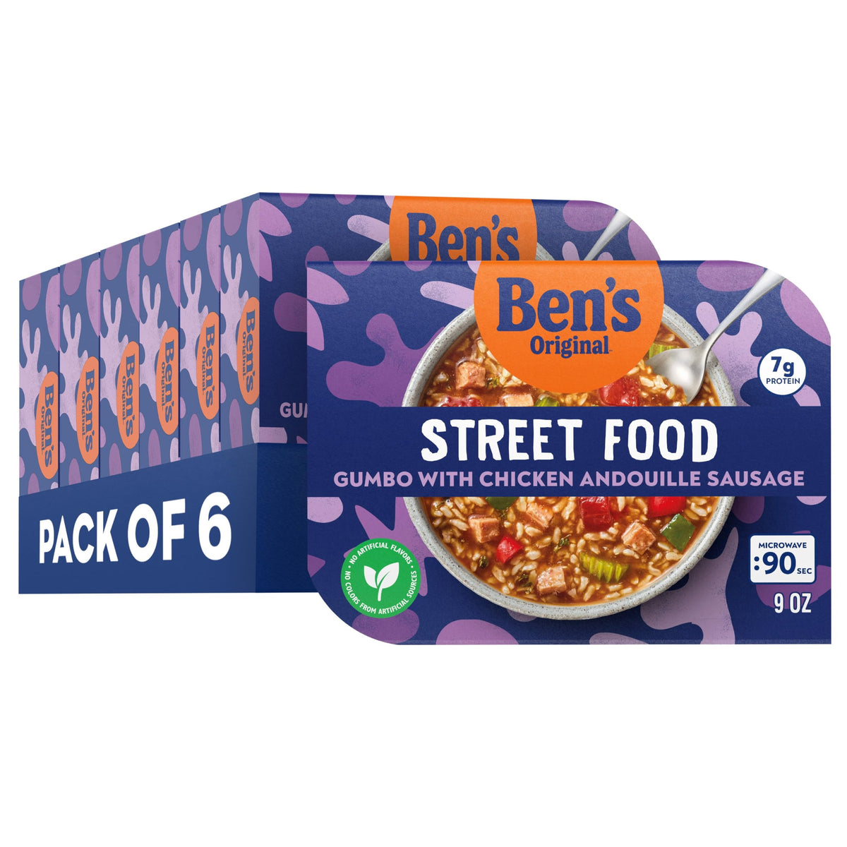 Ben's Original front packaging showing gumbo bowl and branding for quick selection