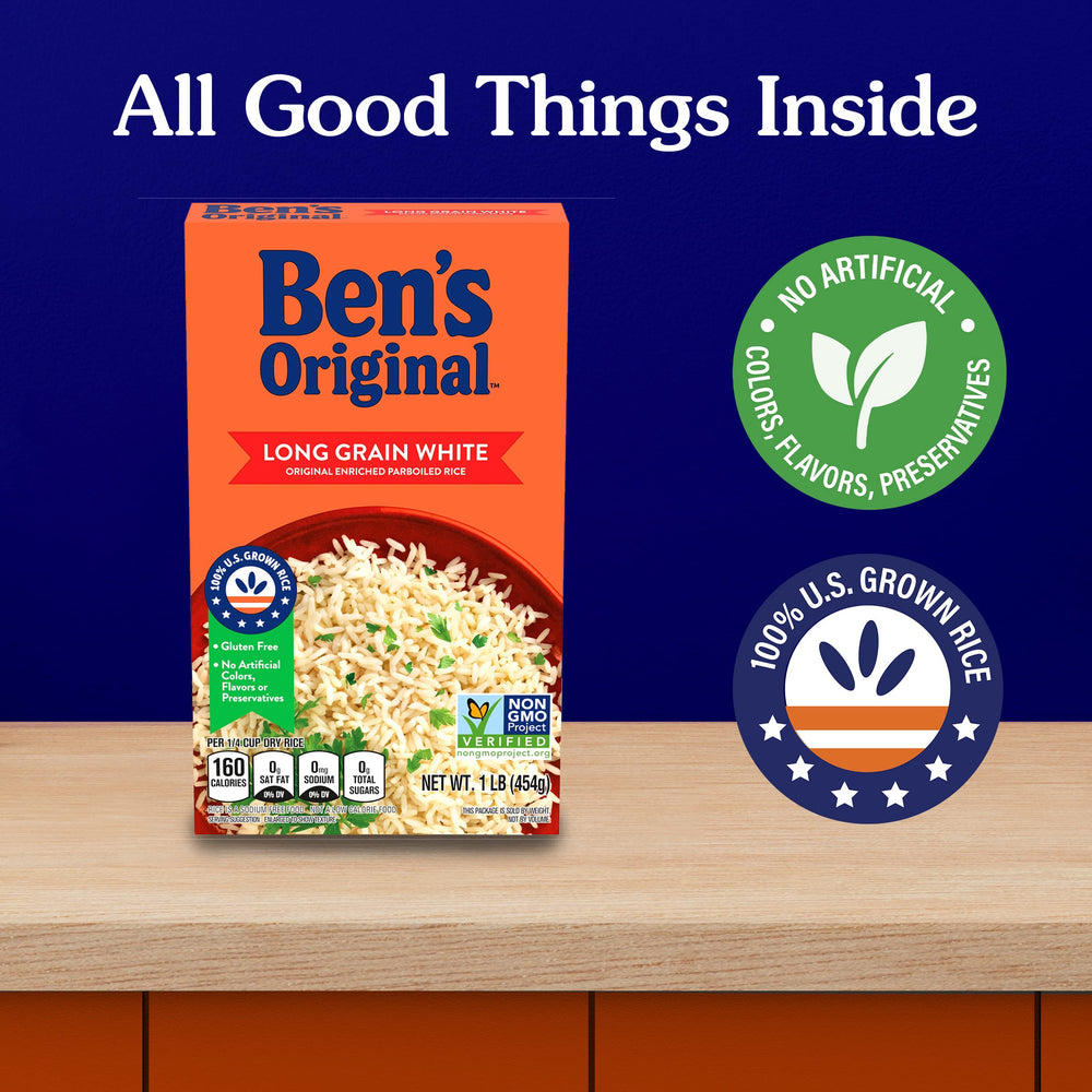 Ben's Original nutrition label and ingredients highlighting enriched nutrients