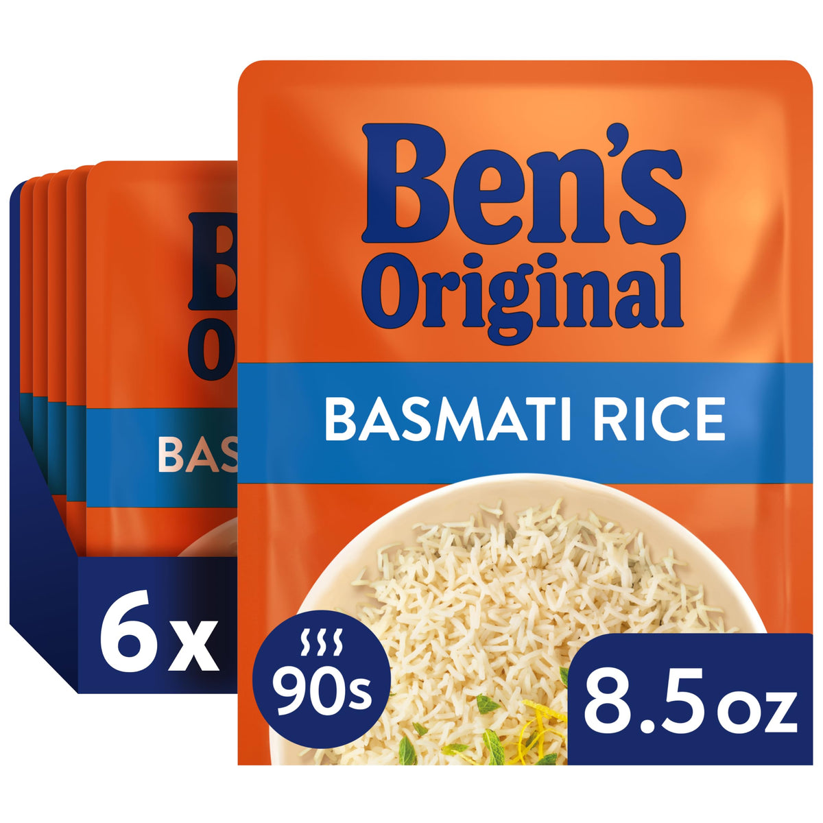 Ben's Original front packaging showing six 8.5 oz pouches and convenience