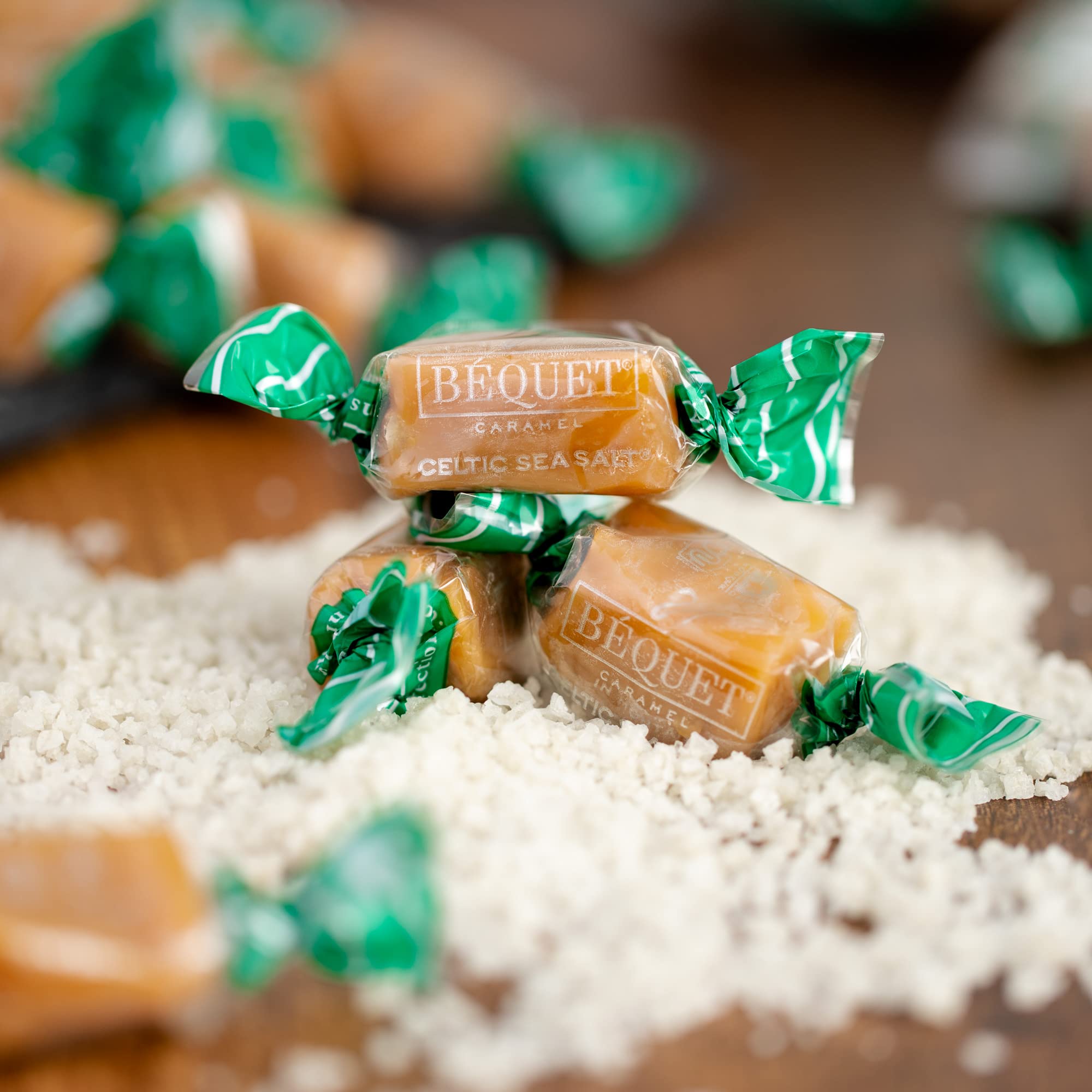 Béquet close-up of caramel texture highlighting soft chew and creamy finish