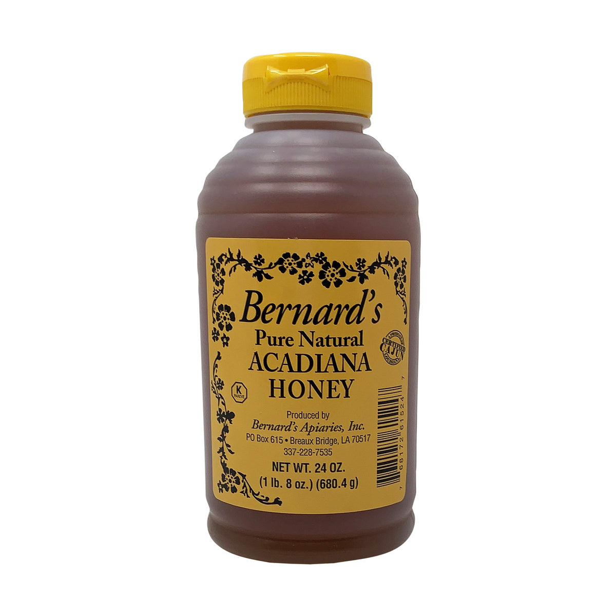 Bernards Apiaries front jar view showing label and 24 oz size benefit