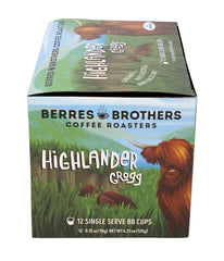 Cup brewed from Berres Brothers Highlander Grogg showing caramel-colored crema