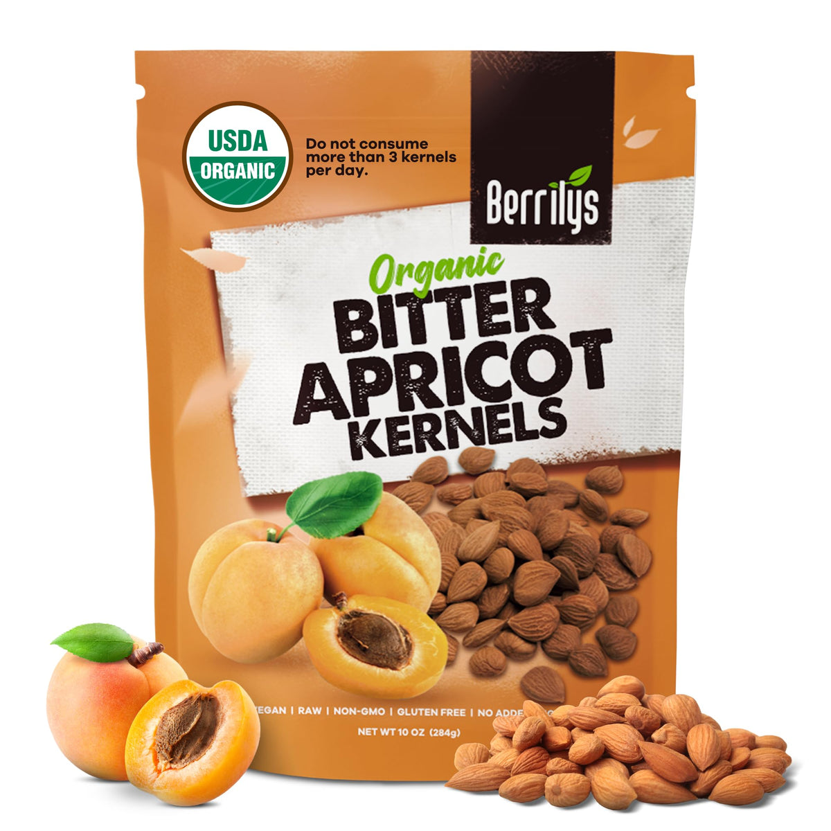 Berrilys front packaging 10 oz showing organic seal and clear pouch benefit clarity
