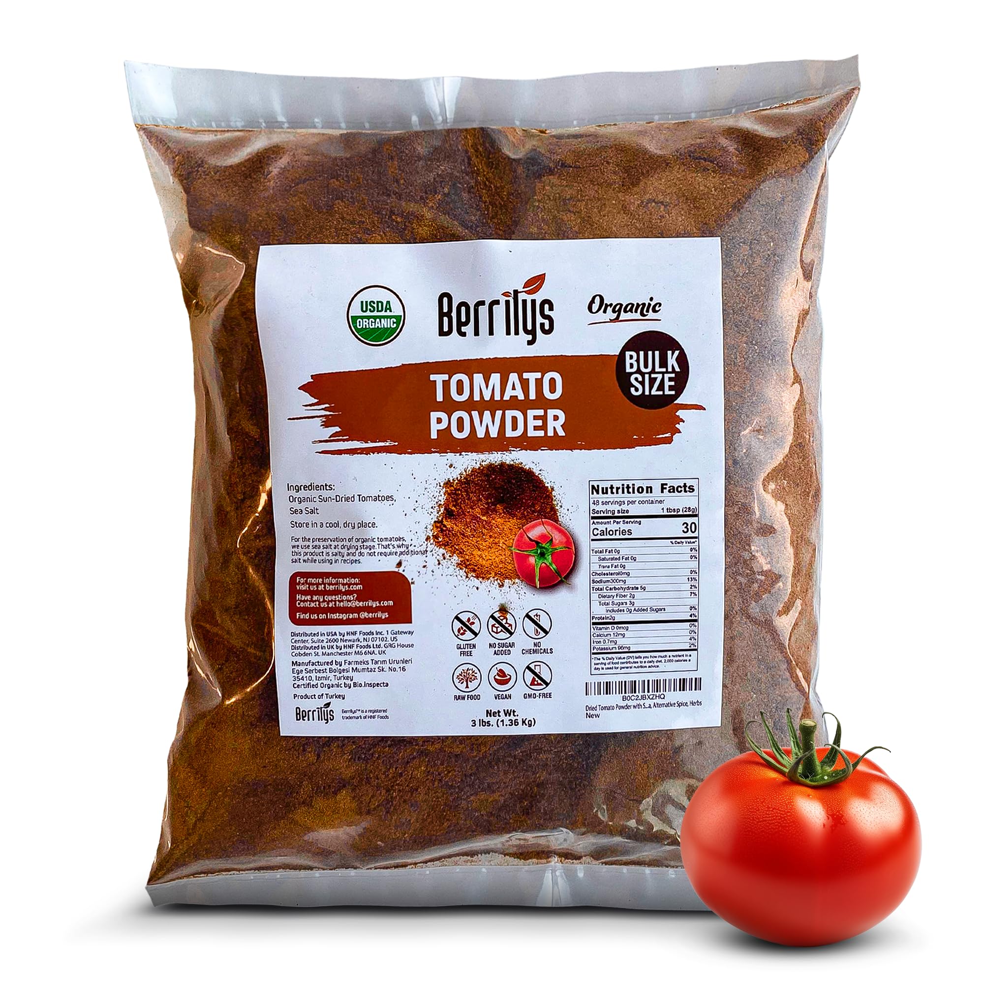 Berrilys front packaging 3 lb showing organic seal and convenience