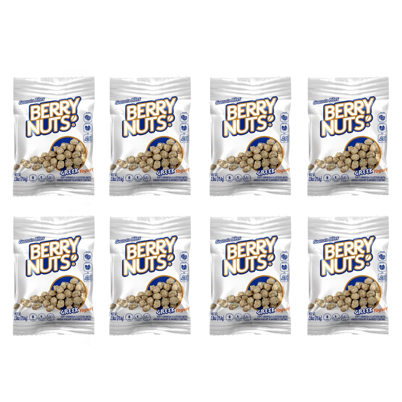 BERRY NUTS front packaging showing 8-pack convenience and snack size