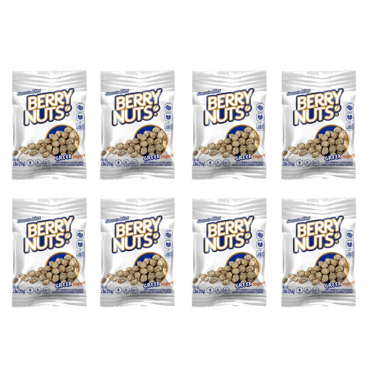 BERRY NUTS front packaging showing 8-pack convenience and snack size