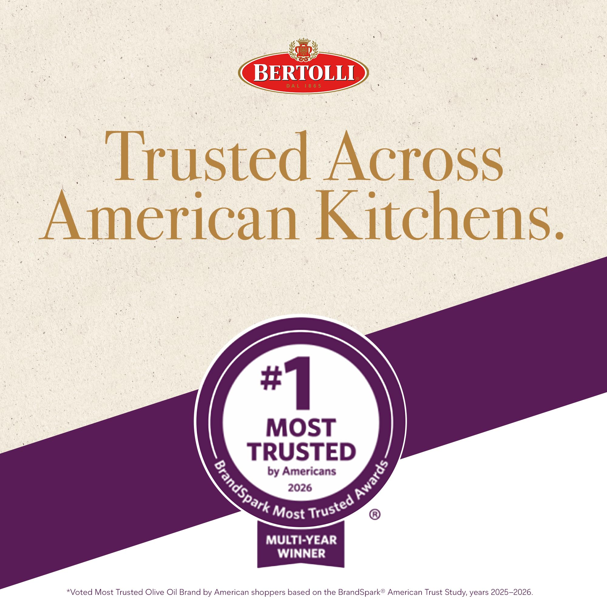 Bertolli bottle beside olive branch highlighting traditional sourcing