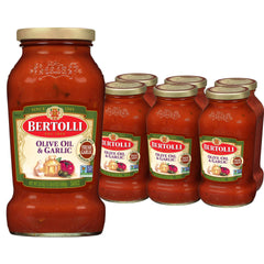 bertolli front label jar showing brand and classic spaghetti sauce benefit