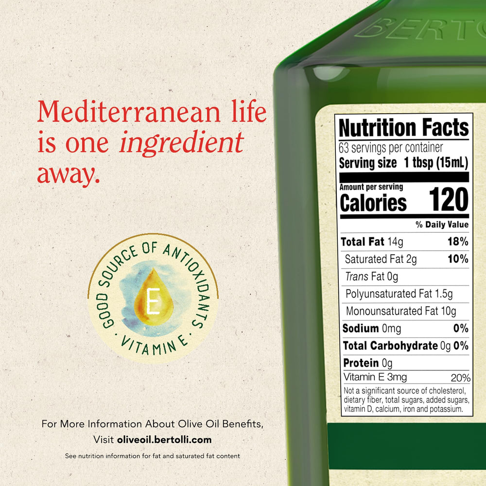 Bertolli label and nutrition panel indicating product transparency