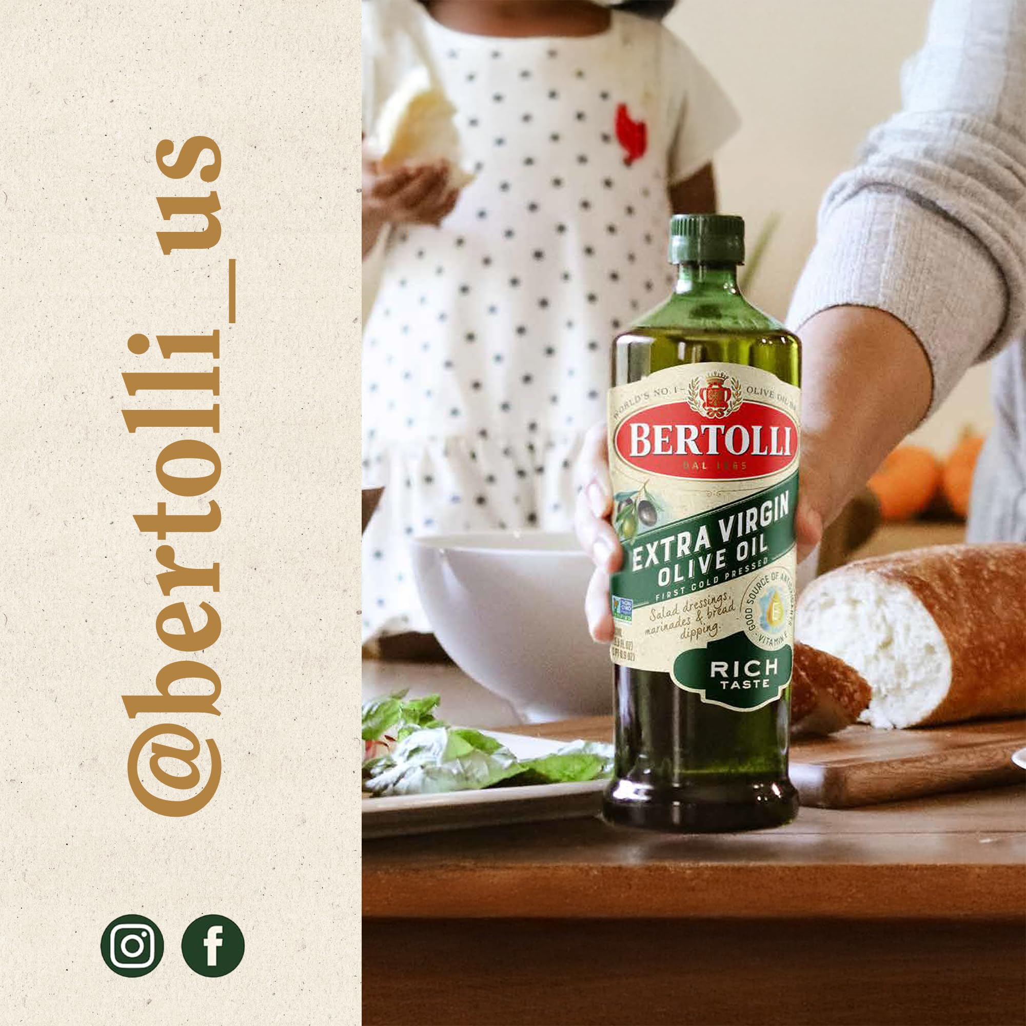 Label closeup showing Bertolli Non‑GMO verification and product information
