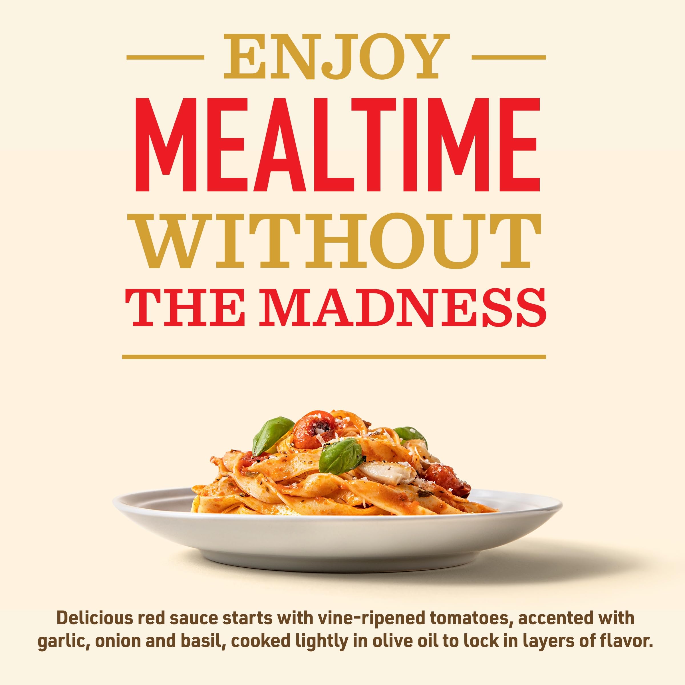 bertolli pouring sauce over spaghetti for quick flavorful weeknight meals