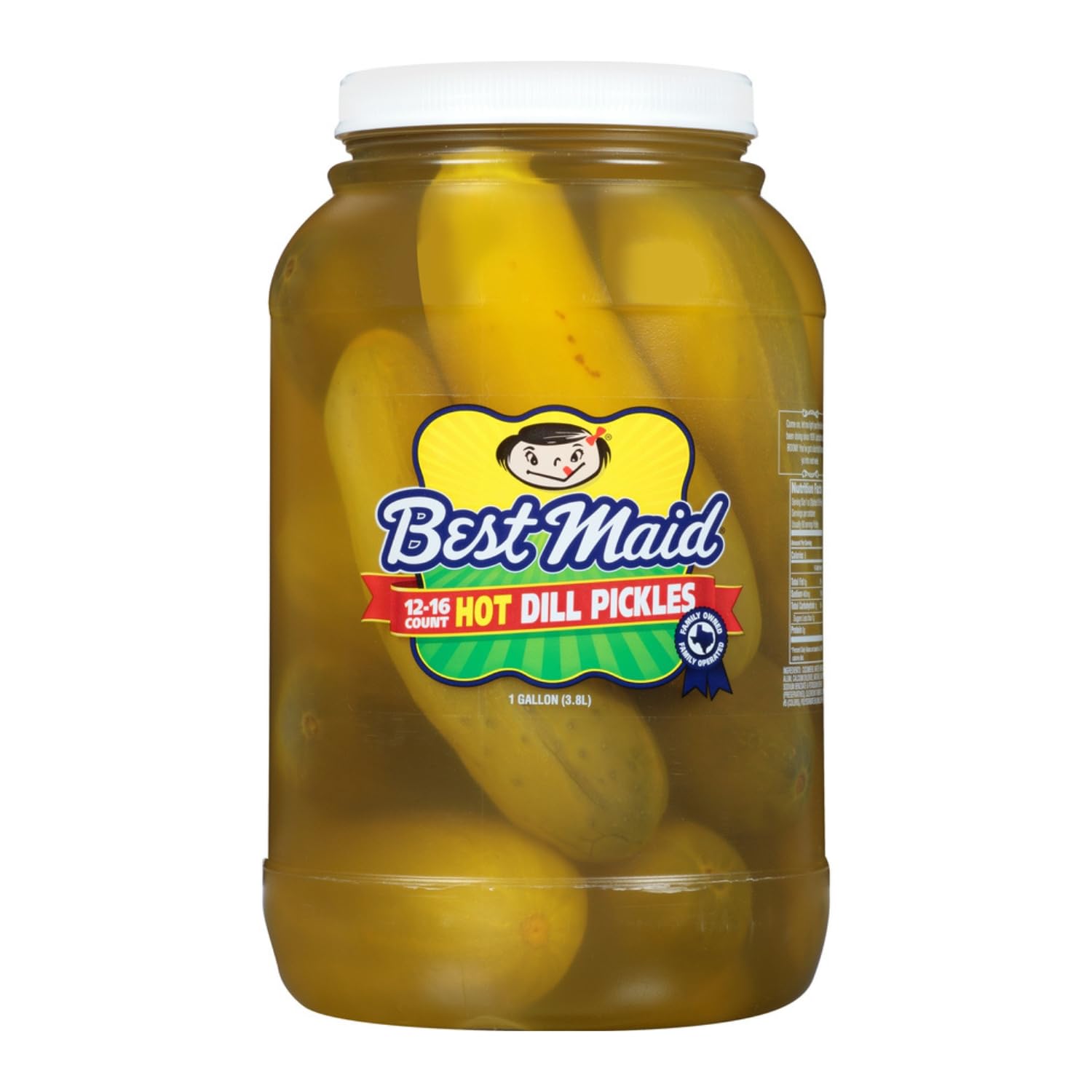 Best Maid overhead view of whole pickles inside jar ready to slice or serve