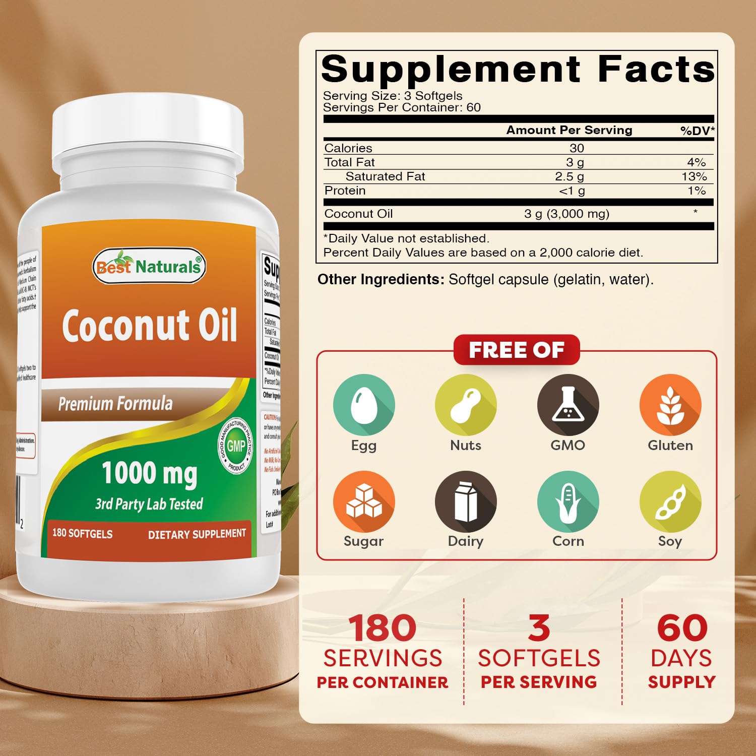 Best Naturals softgels close-up showing smooth surface and easy swallowing