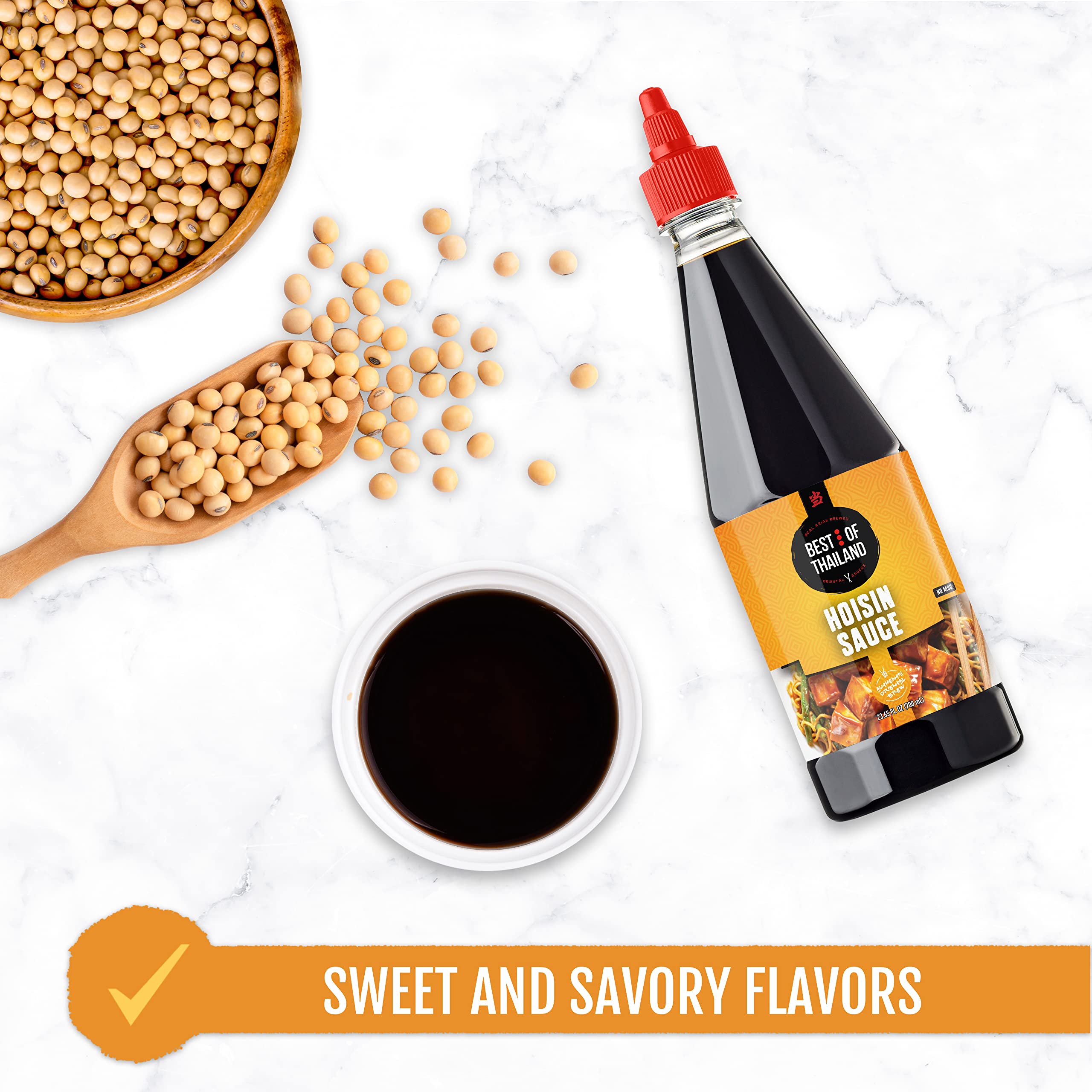 Best of Thailand hoisin bottle close-up highlighting brewed texture and label