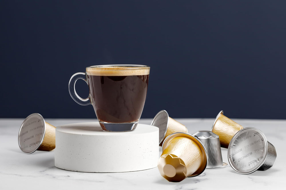 Bestpresso aluminum capsule close-up highlighting seal and freshness protection