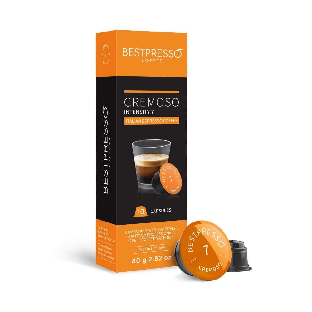 Bestpresso capsules lined up illustrating variety and easy selection benefit