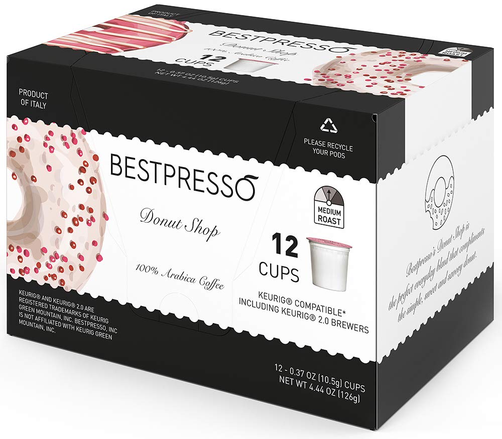 Bestpresso pod inserted into Keurig brewer demonstrating quick brewing