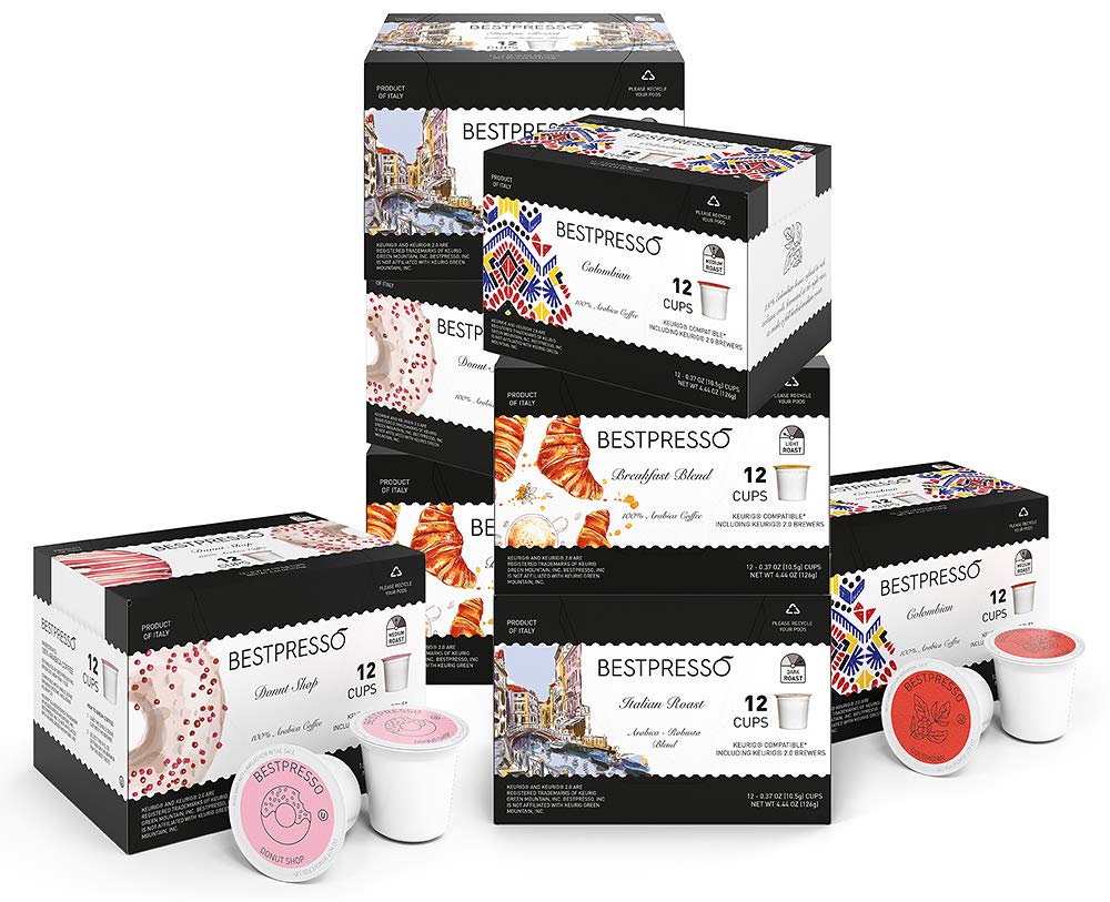 Bestpresso arranged variety display of four roasts for easy choice