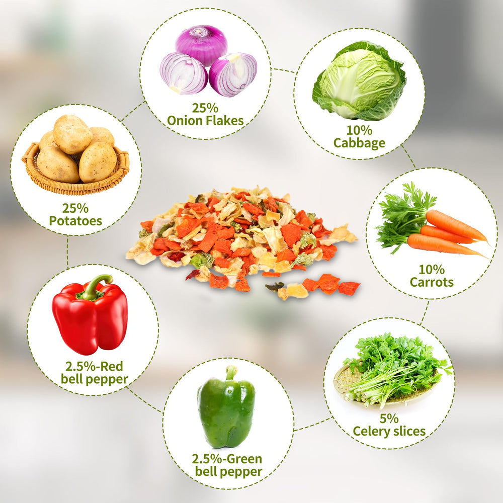 Besway rehydrated vegetable mix in soup showing ease of meal prep