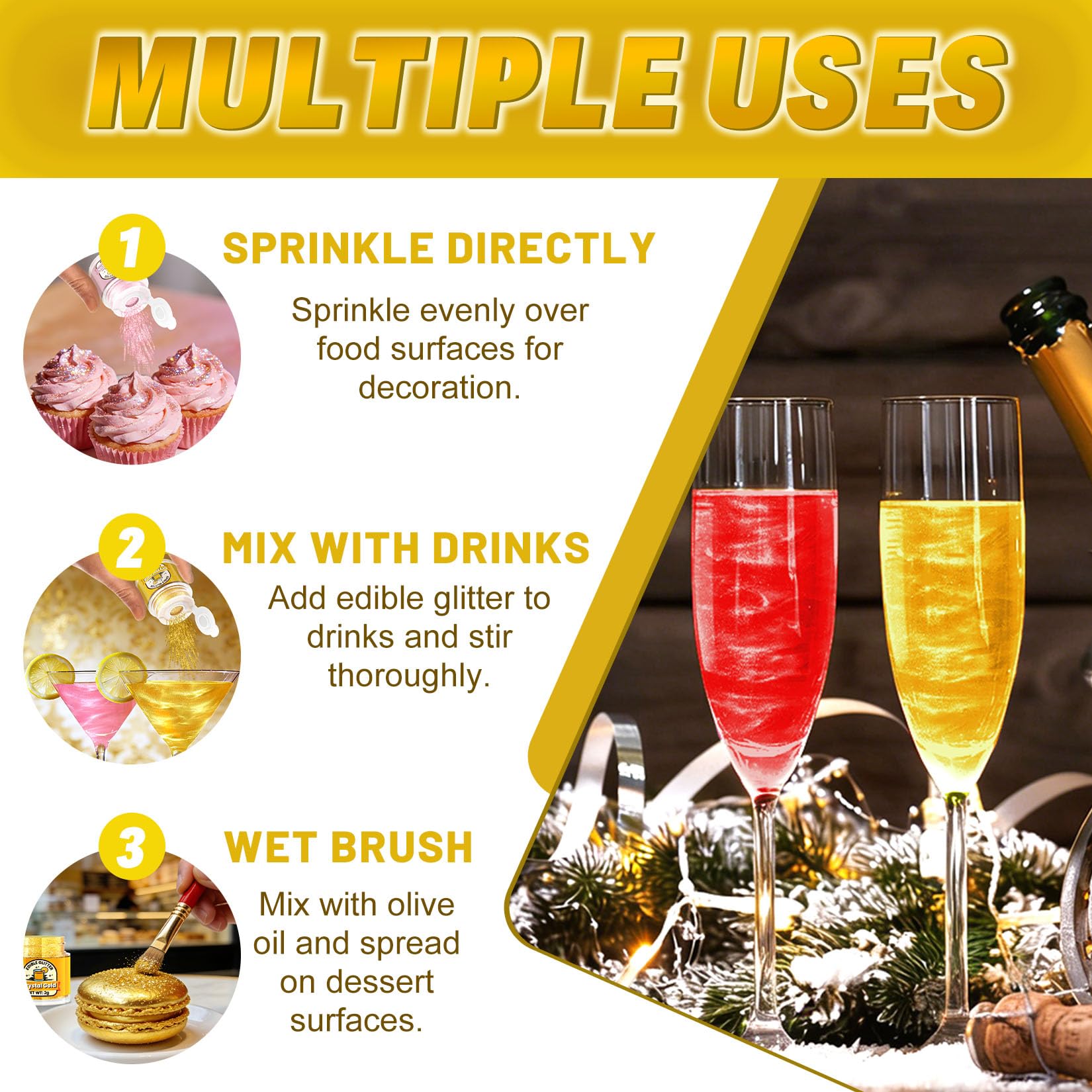 Betifood scoops beside open bottles illustrating measured portions to control sparkle benefit