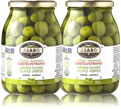 BETRULIGHT ASARO glass jar close-up displays pitted green olives and easy resealable lid convenience