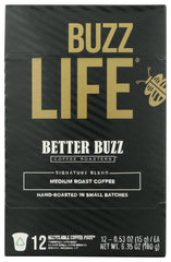 Better Buzz front packaging showing pods and medium roast benefit