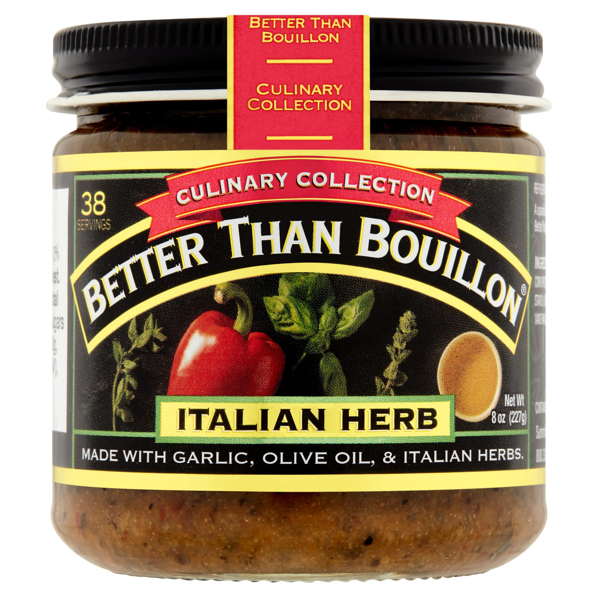 Better Than Bouillon jar front view showing label and serving info for easy identification