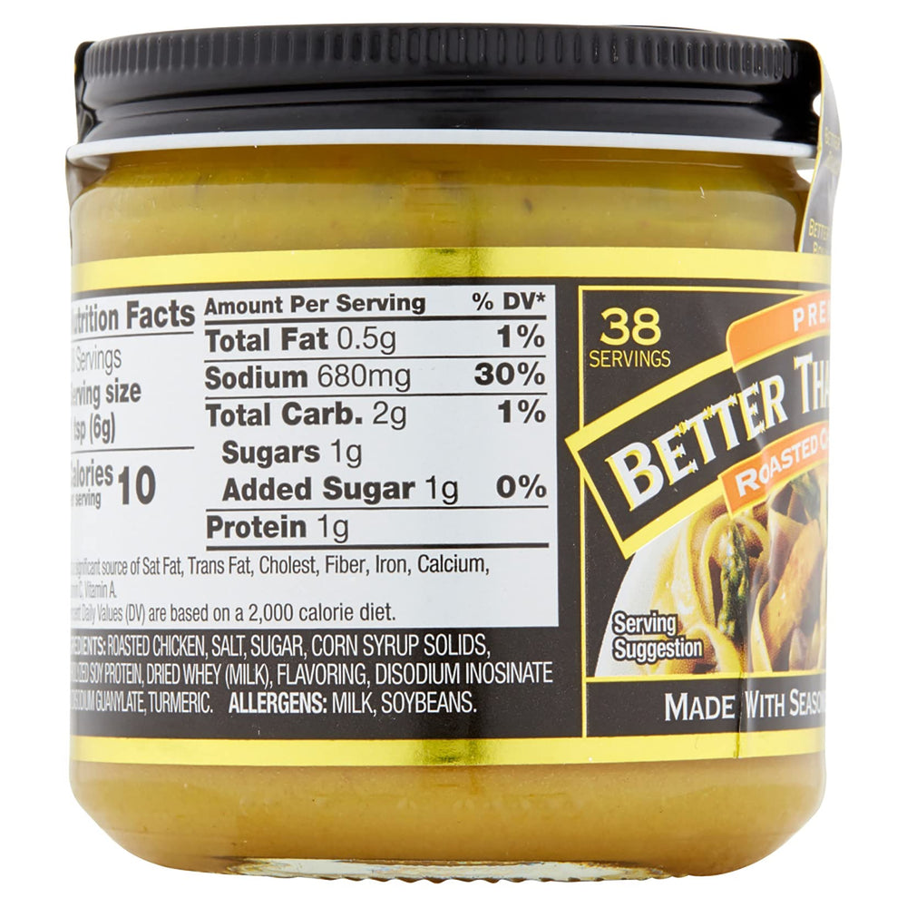 Better Than Bouillon jars beside measuring spoon to show 8 oz scale and portion control