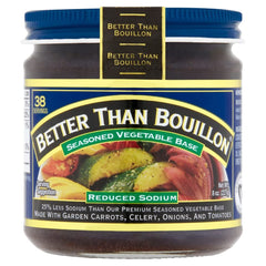 Better Than Bouillon label close-up highlighting vegan and reduced sodium details
