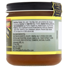 Better Than Bouillon No Beef Base jar open with spoon, illustrating portion control and rich flavor benefit