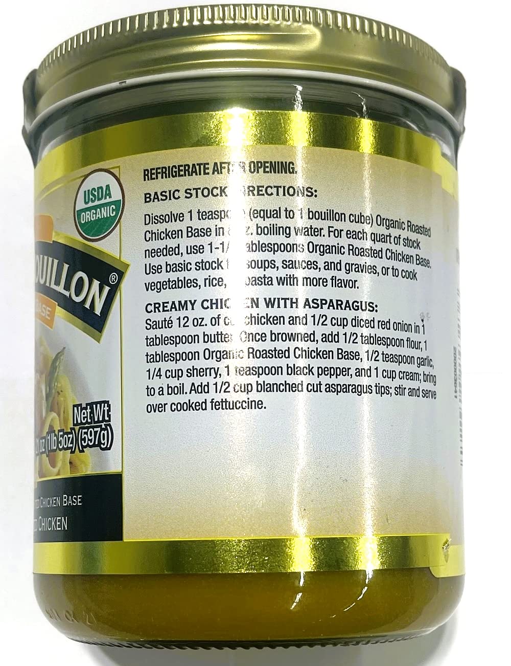 Better Than Bouillon jar beside measuring cup showing 21-ounce size and compact storage