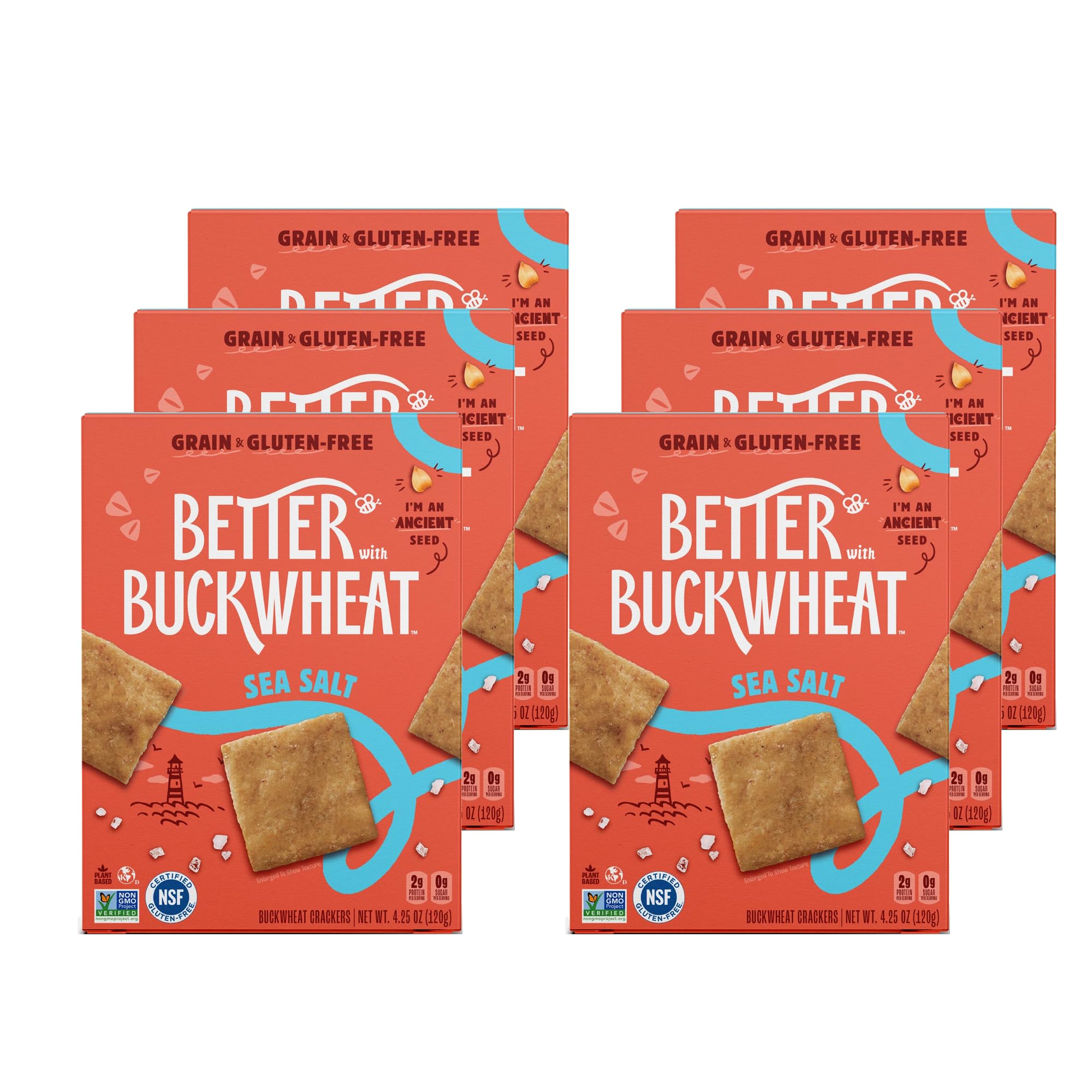 Better With Buckwheat front packaging showing product and sea salt flavor benefit