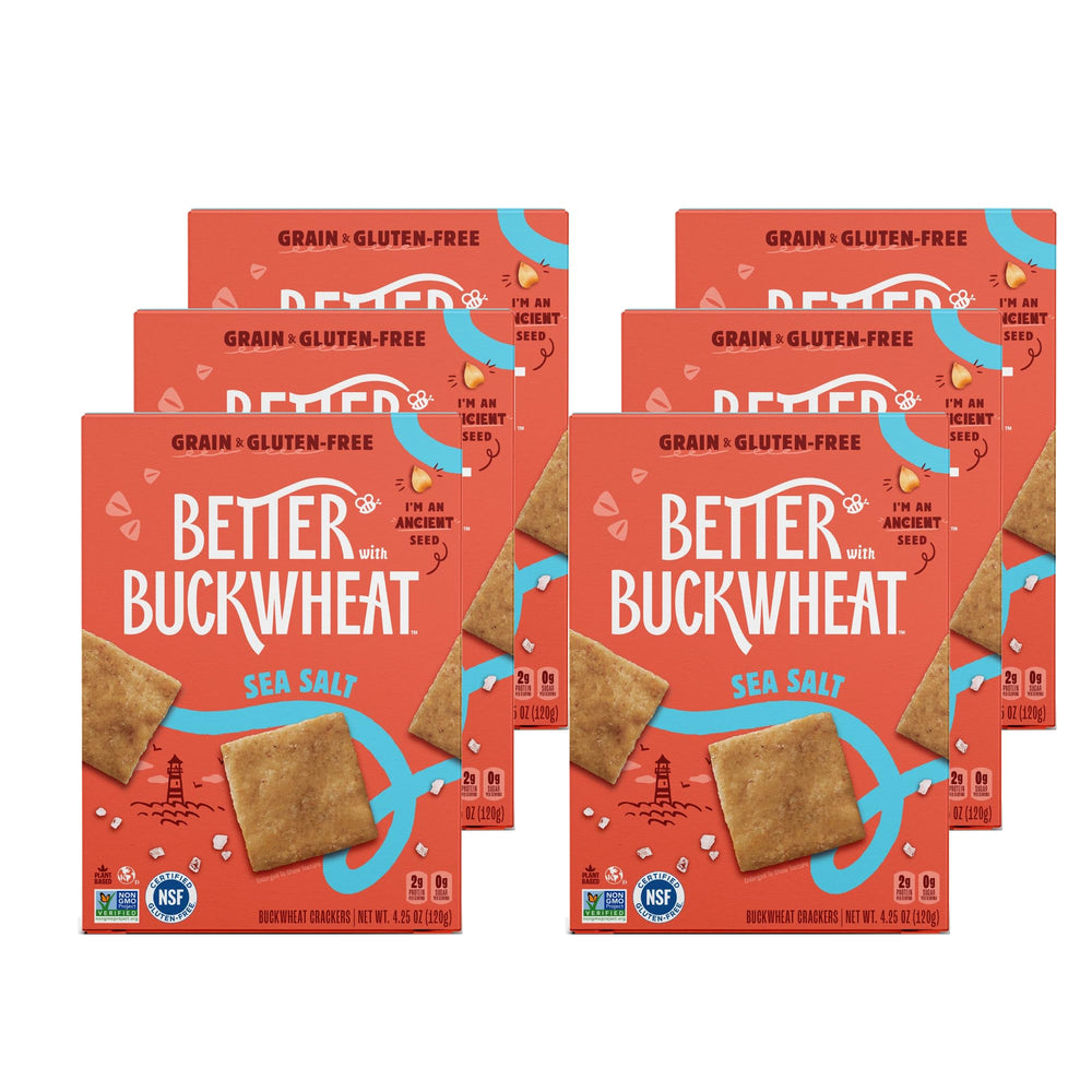 Better With Buckwheat front packaging showing product and sea salt flavor benefit