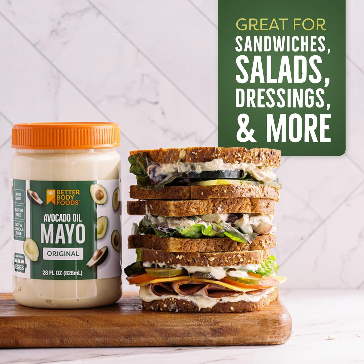 BetterBody Foods spoonful of mayo showing spreadability and smoothness