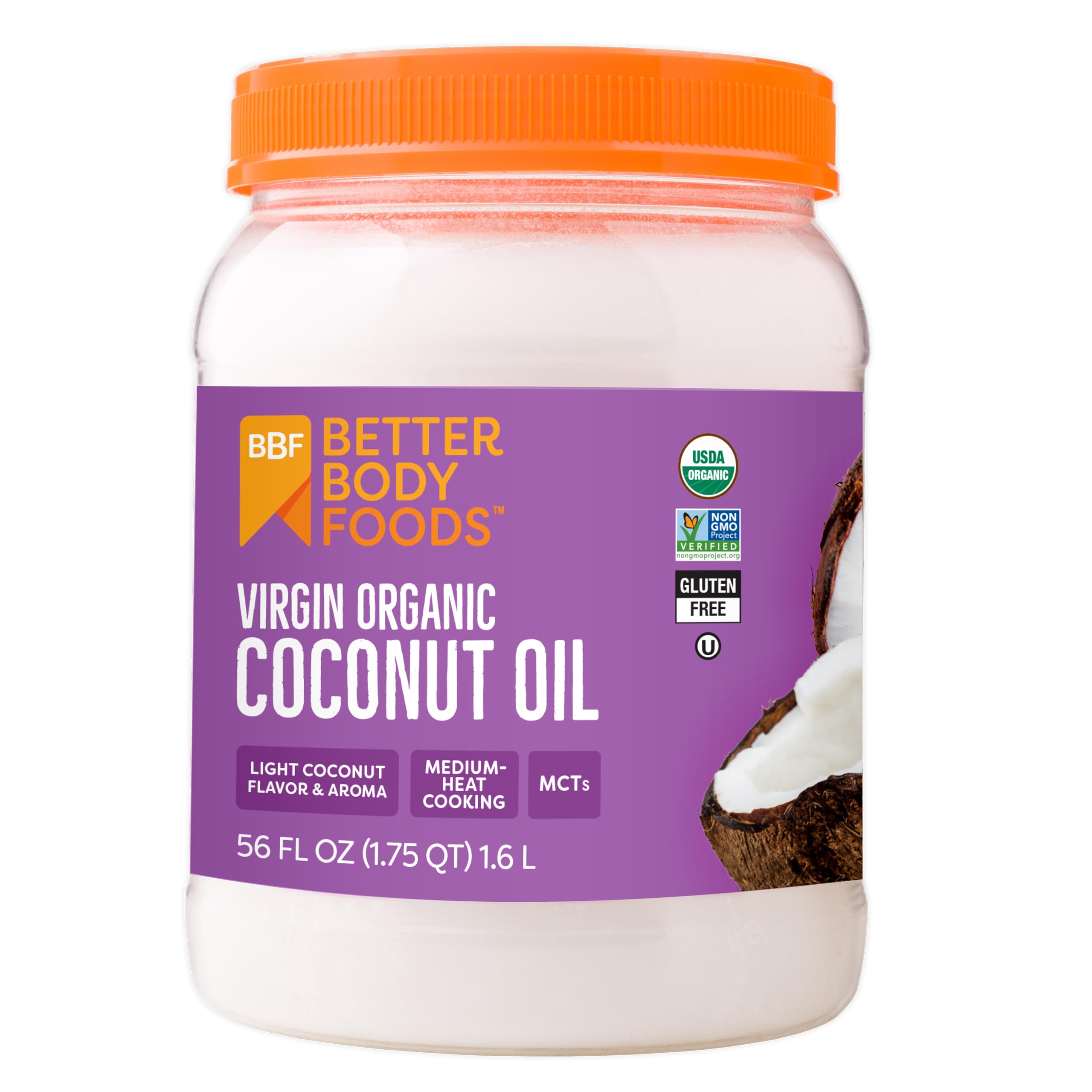 BetterBody Foods front jar showing size and organic labeling for pantry convenience